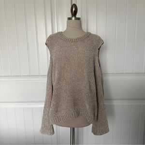 Express Cream Cold Shoulder Sweater